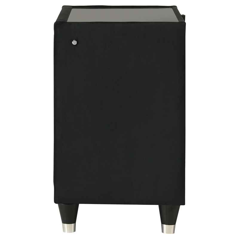 Coaster Lorient 2-Drawer Velvet Upholstered LED Nightstand with USB in Black