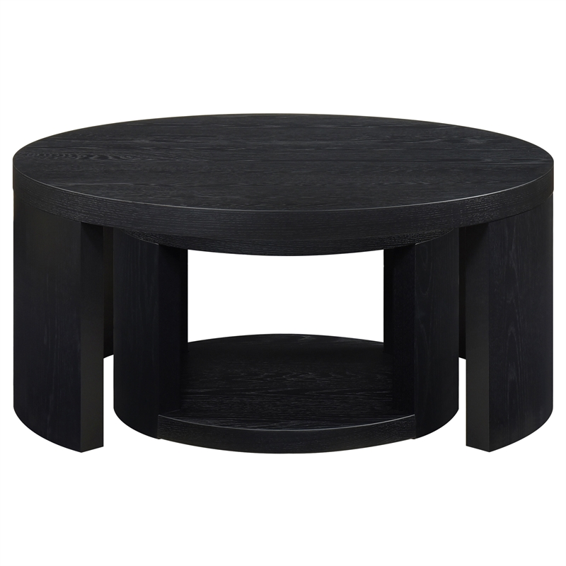 Coaster Sweeney 2-Piece Round Wood Occasional Nesting Table Set in Black