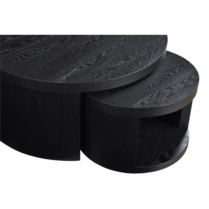 Coaster Sweeney 2-Piece Round Wood Occasional Nesting Table Set in Black