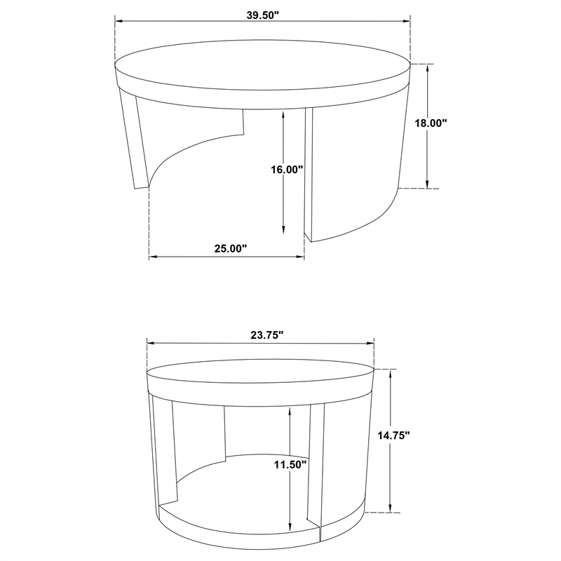 Coaster Sweeney 2-Piece Round Wood Occasional Nesting Table Set in Black