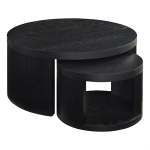 Coaster Sweeney 2-Piece Round Wood Occasional Nesting Table Set in Black