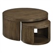 Coaster Sweeney 2-Piece Round Wood Occasional Nesting Table Set in Dark Walnut