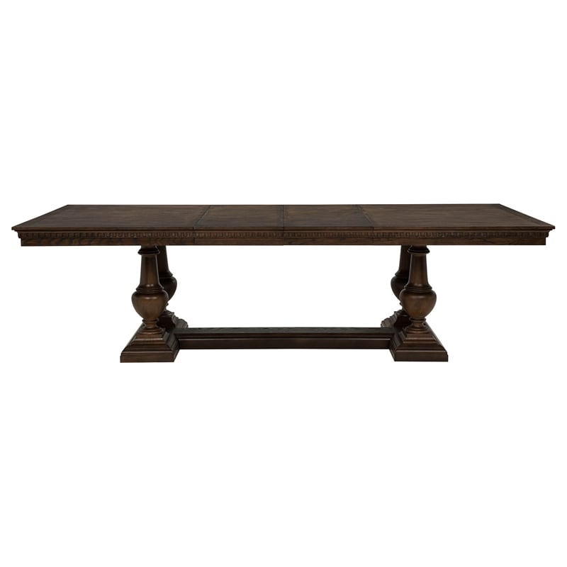 Coaster Ridgewell 7-Piece Rectangular Wood Trestle Dining Set in Dark Oak