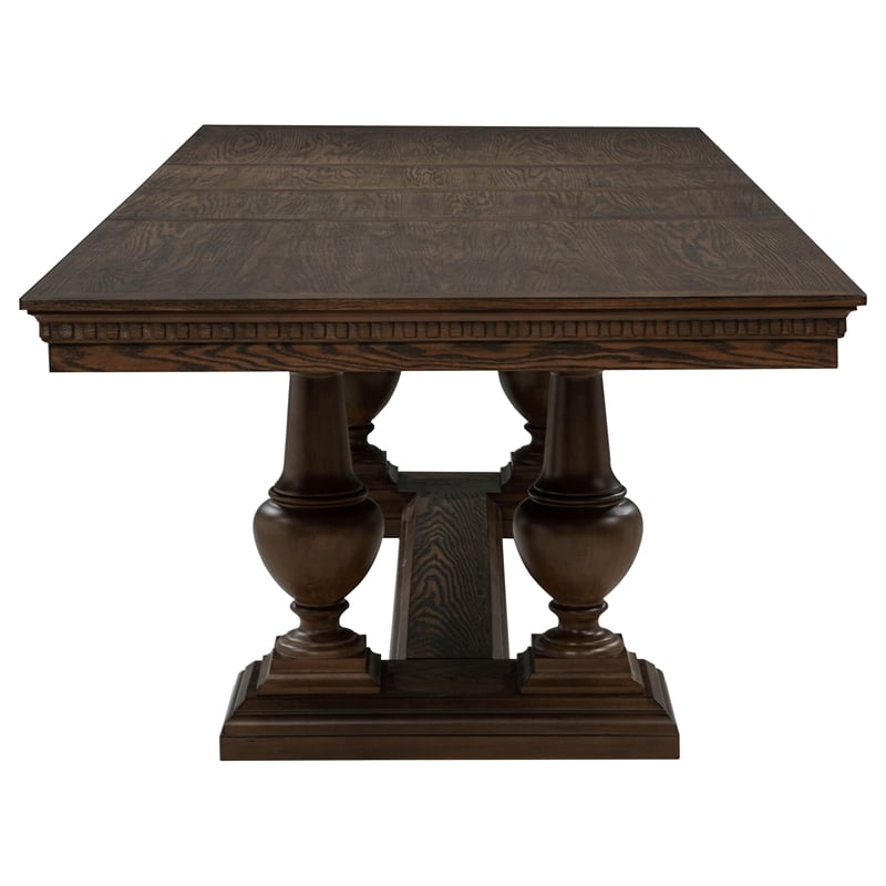 Coaster Ridgewell 7-Piece Rectangular Wood Trestle Dining Set in Dark Oak