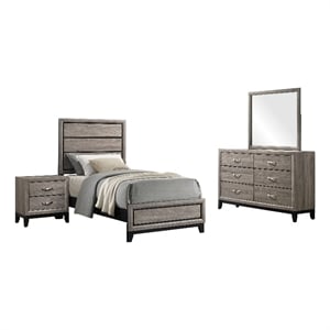 Coaster Valen 4-Piece 56&quot Wood Twin Bedroom Set in Light Taupe