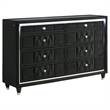 Coaster Lorient 4-Piece Velvet Queen LED Bedroom Set in Black