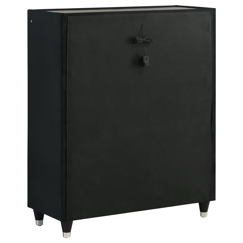 Coaster Ravenne 5-Piece Modern Velvet Eastern King LED Bedroom Set in Black