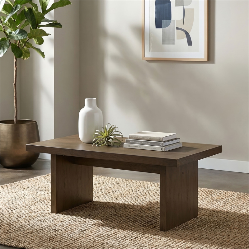 Coaster Decker 47-Inch Rectangular Wood Cocktail Coffee Table in Walnut