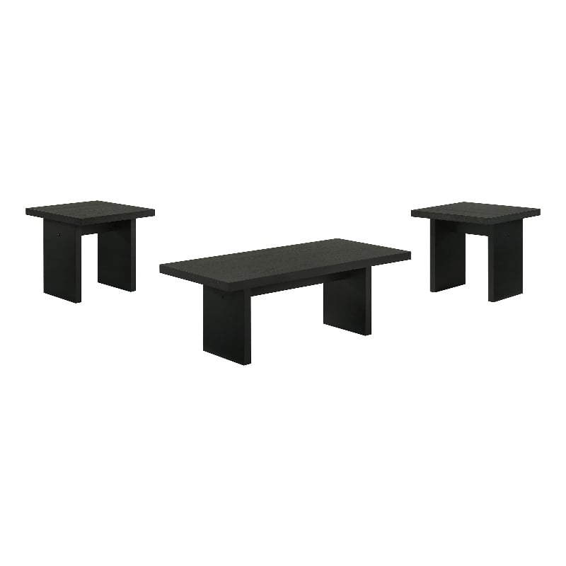 Coaster Decker 3-Piece Transitional Wood Coffee and End Table Set in Black