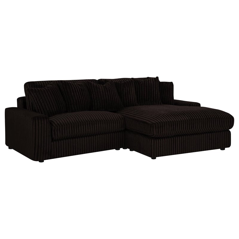 Coaster Blaine Fabric Upholstered Reversible Chaise Sectional Sofa in Chocolate