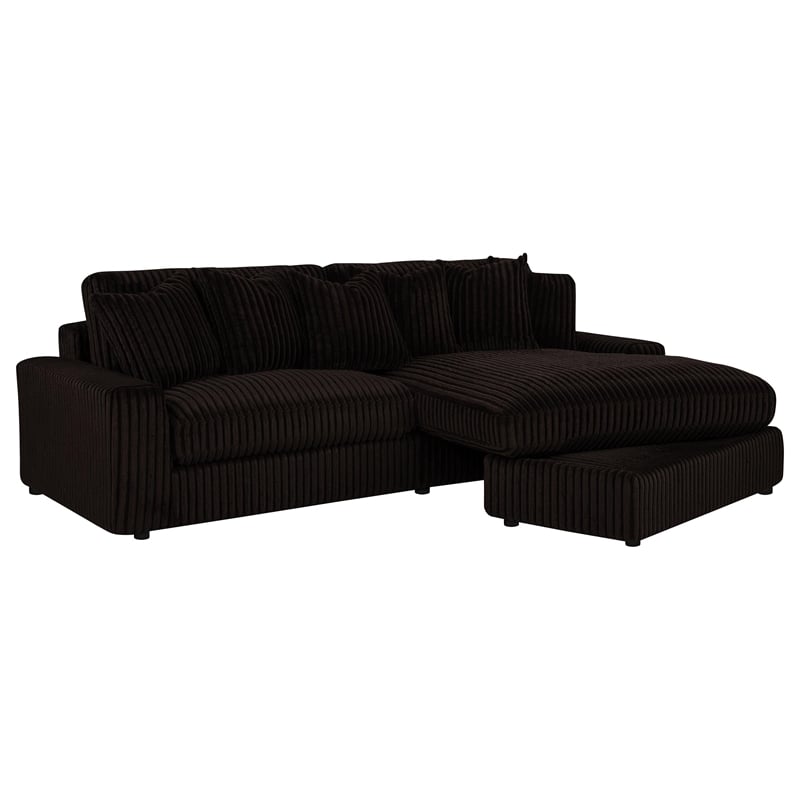 Coaster Blaine Fabric Upholstered Reversible Chaise Sectional Sofa in Chocolate