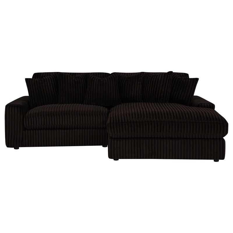 Coaster Blaine Fabric Upholstered Reversible Chaise Sectional Sofa in Chocolate