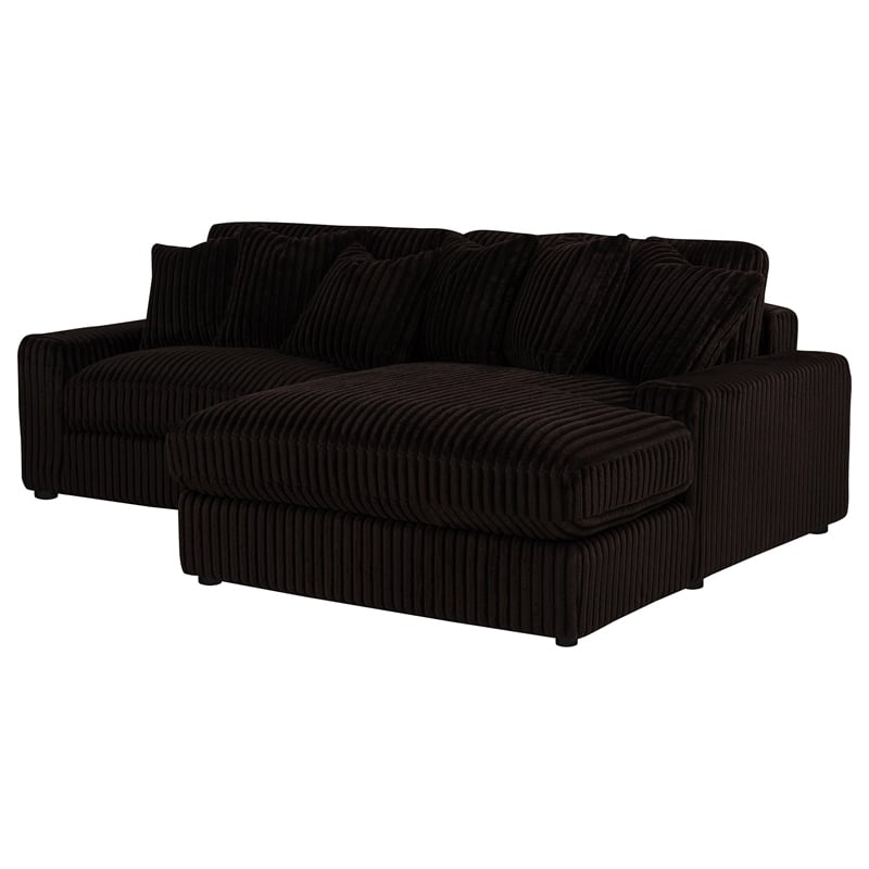 Coaster Blaine Fabric Upholstered Reversible Chaise Sectional Sofa in Chocolate