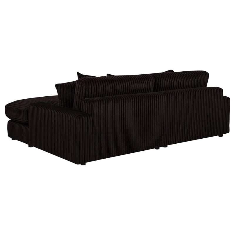 Coaster Blaine Fabric Upholstered Reversible Chaise Sectional Sofa in Chocolate