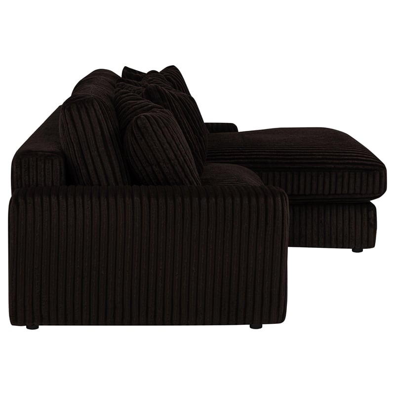 Coaster Blaine Fabric Upholstered Reversible Chaise Sectional Sofa in Chocolate