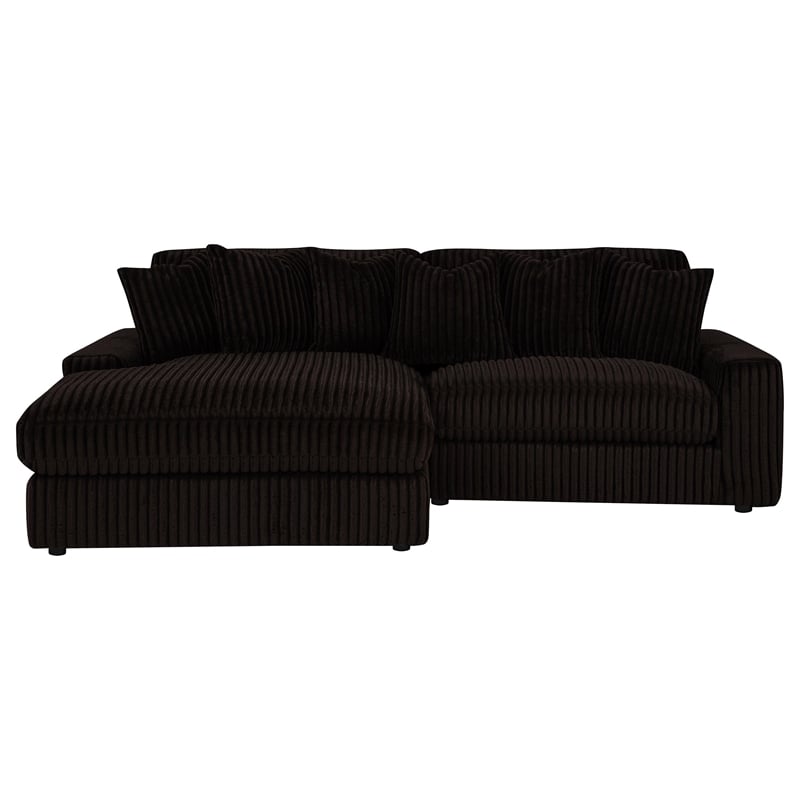 Coaster Blaine Fabric Upholstered Reversible Chaise Sectional Sofa in Chocolate