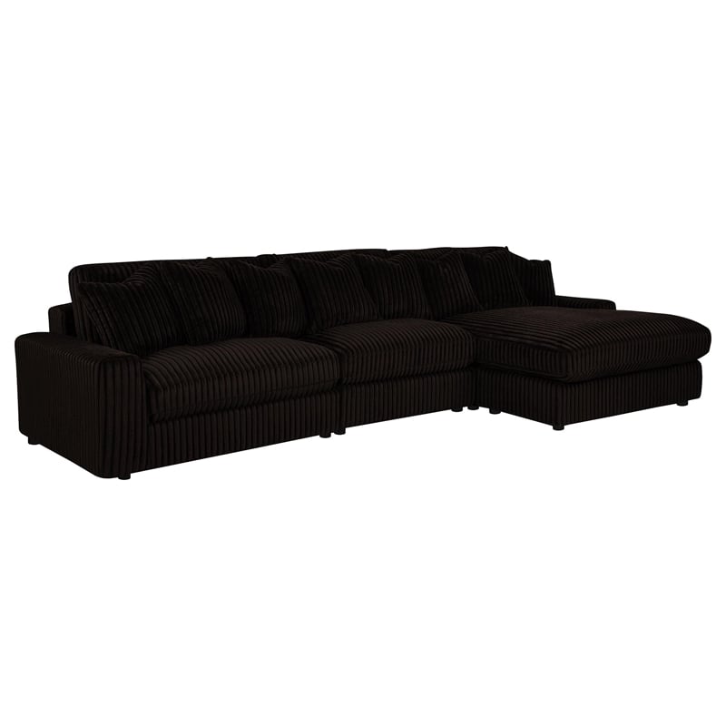 Coaster Blaine Fabric Upholstered Reversible Chaise Sectional Sofa in Chocolate