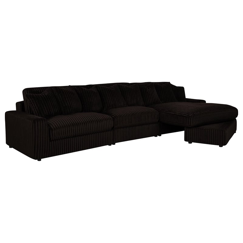 Coaster Blaine Fabric Upholstered Reversible Chaise Sectional Sofa in Chocolate