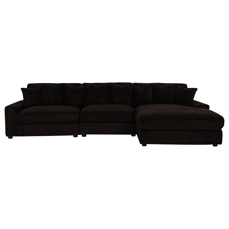 Coaster Blaine Fabric Upholstered Reversible Chaise Sectional Sofa in Chocolate