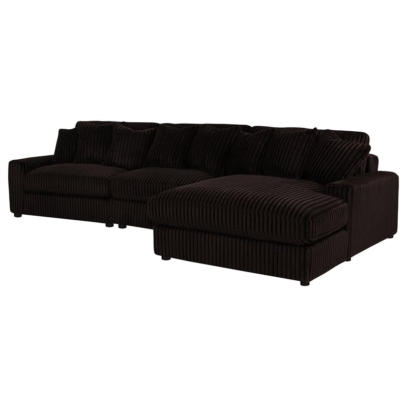 Coaster Blaine Fabric Upholstered Reversible Chaise Sectional Sofa in Chocolate