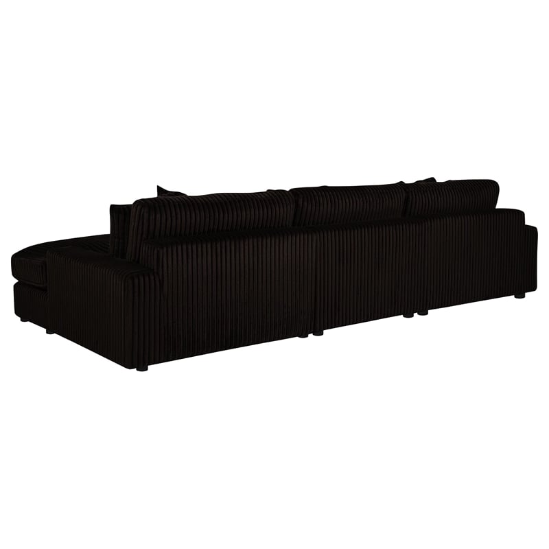 Coaster Blaine Fabric Upholstered Reversible Chaise Sectional Sofa in Chocolate