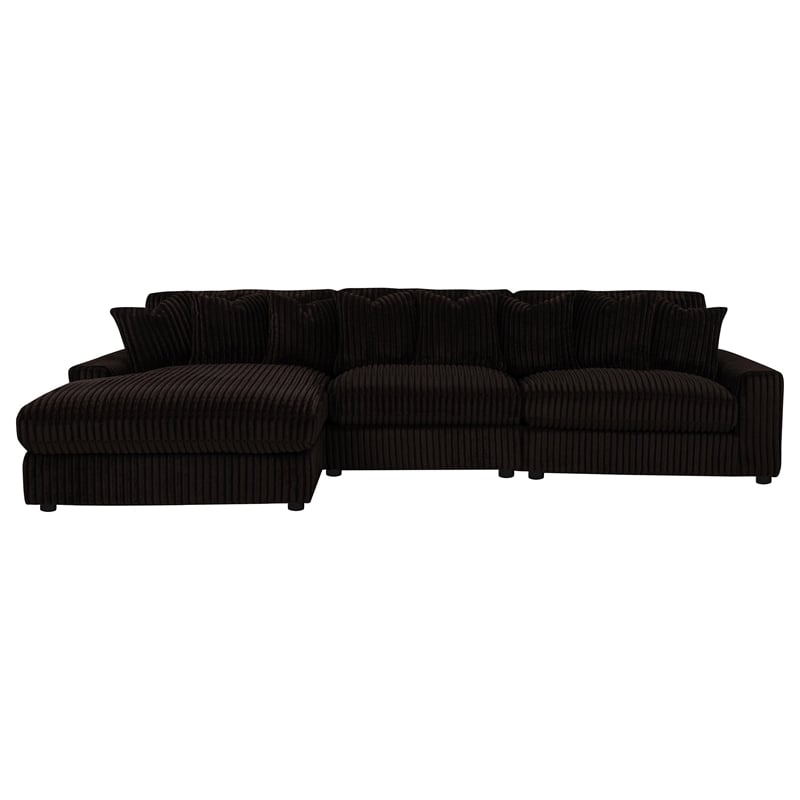Coaster Blaine Fabric Upholstered Reversible Chaise Sectional Sofa in Chocolate