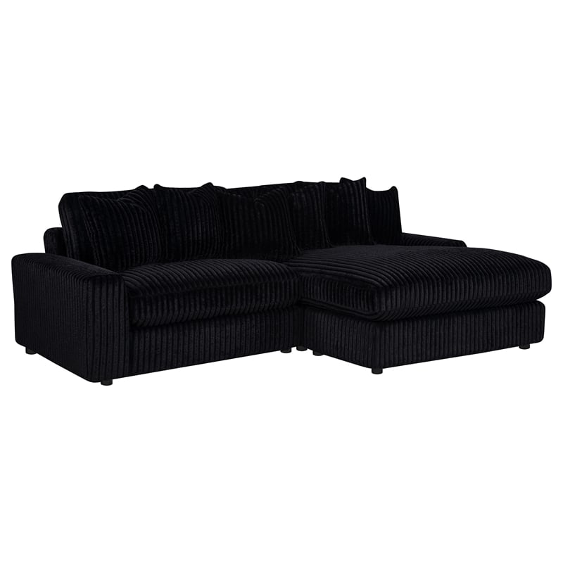 Coaster Blaine Fabric Upholstered Reversible Chaise Sectional Sofa in Black