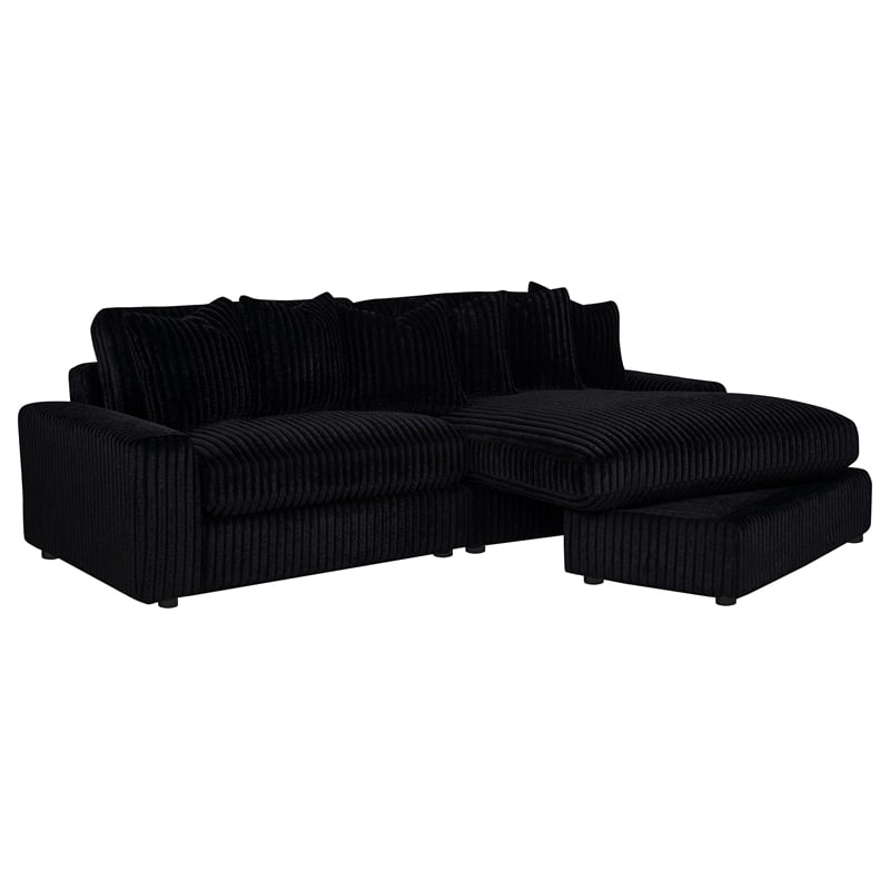 Coaster Blaine Fabric Upholstered Reversible Chaise Sectional Sofa in Black