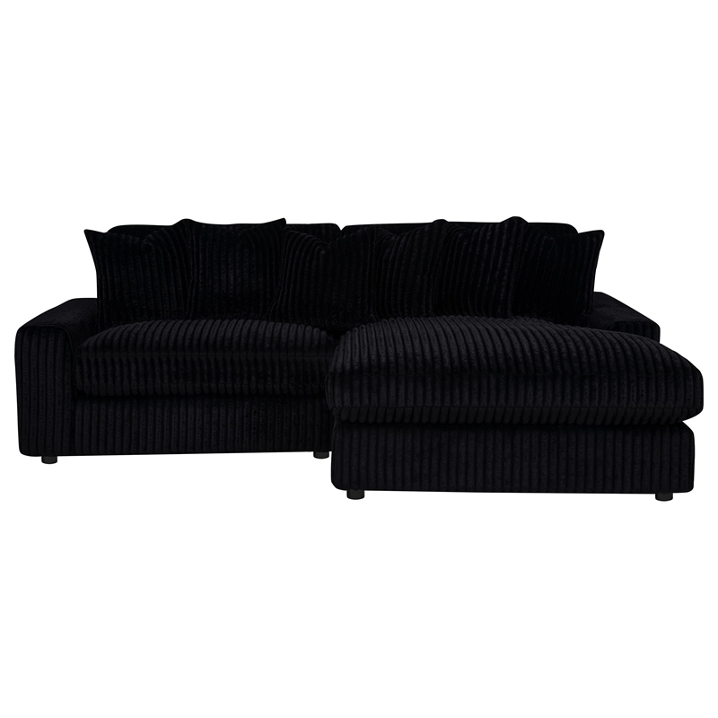 Coaster Blaine Fabric Upholstered Reversible Chaise Sectional Sofa in Black