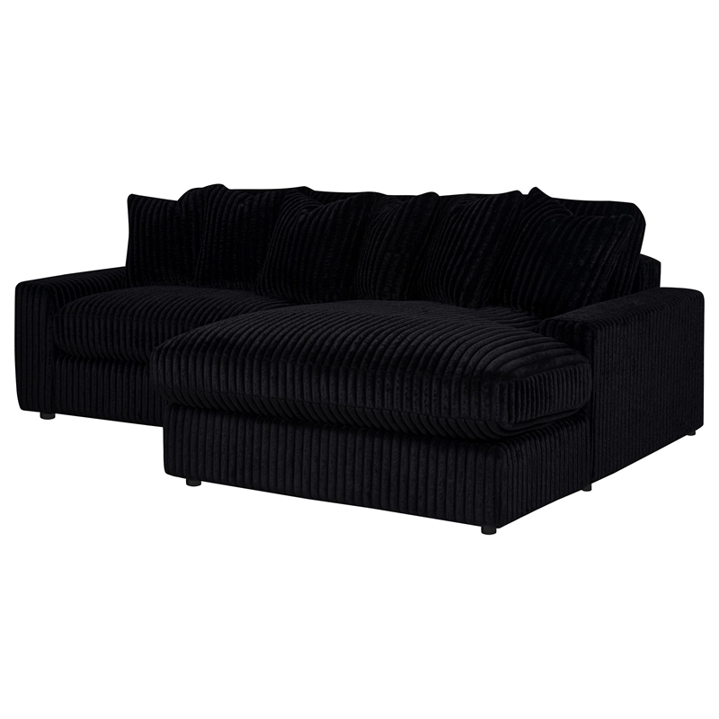 Coaster Blaine Fabric Upholstered Reversible Chaise Sectional Sofa in Black