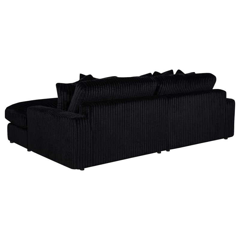 Coaster Blaine Fabric Upholstered Reversible Chaise Sectional Sofa in Black