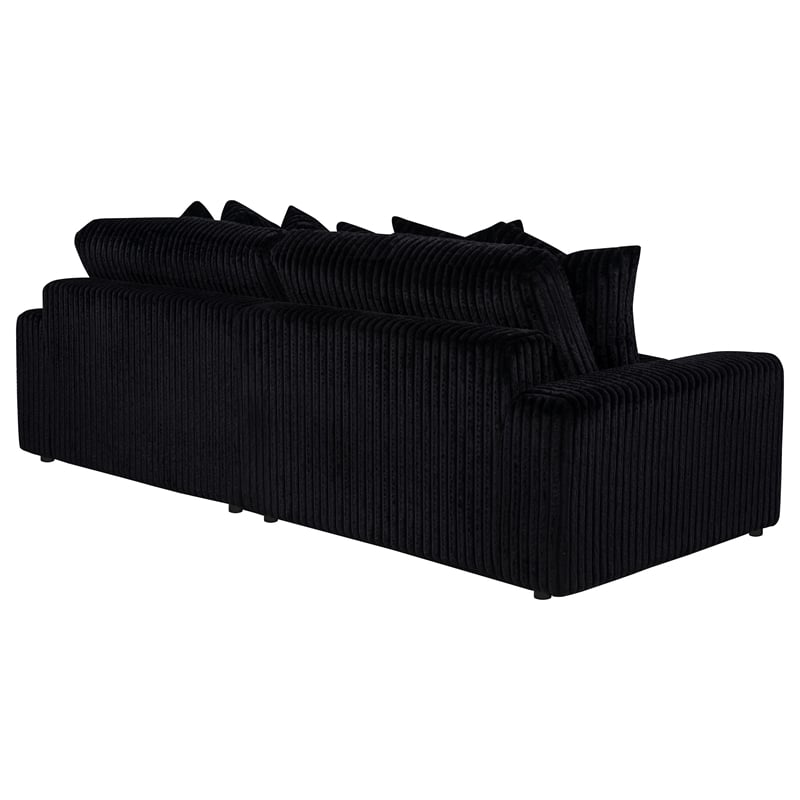 Coaster Blaine Fabric Upholstered Reversible Chaise Sectional Sofa in Black