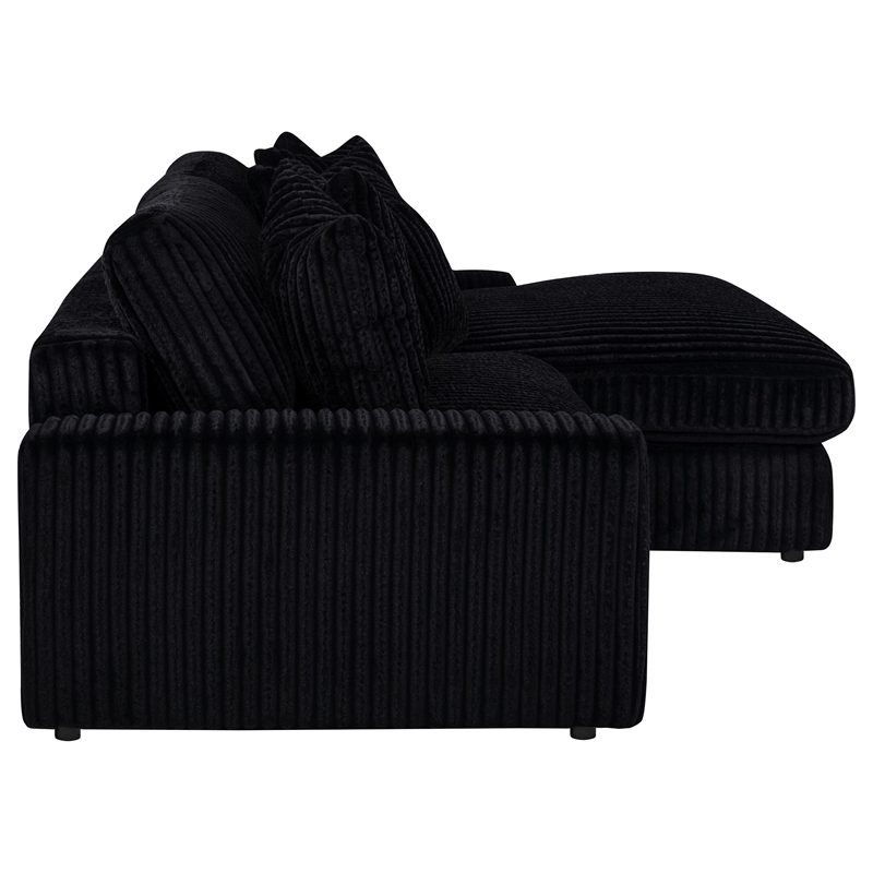 Coaster Blaine Fabric Upholstered Reversible Chaise Sectional Sofa in Black