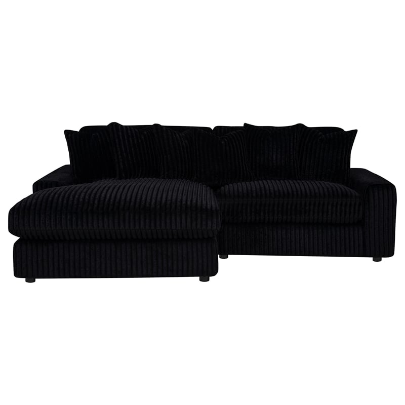 Coaster Blaine Fabric Upholstered Reversible Chaise Sectional Sofa in Black