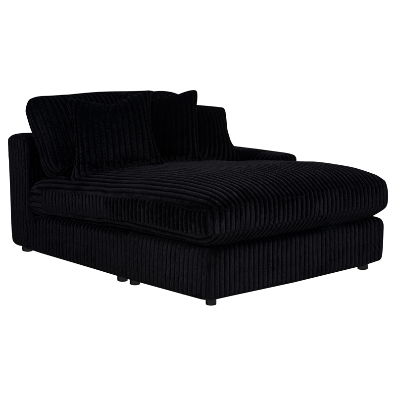 Coaster Blaine Fabric Upholstered Reversible Chaise Sectional Sofa in Black