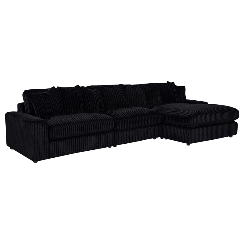 Coaster Blaine Fabric Upholstered Reversible Chaise Sectional Sofa in Black
