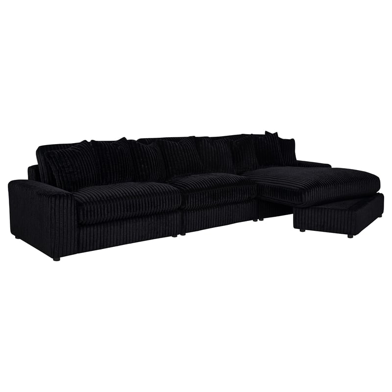 Coaster Blaine Fabric Upholstered Reversible Chaise Sectional Sofa in Black
