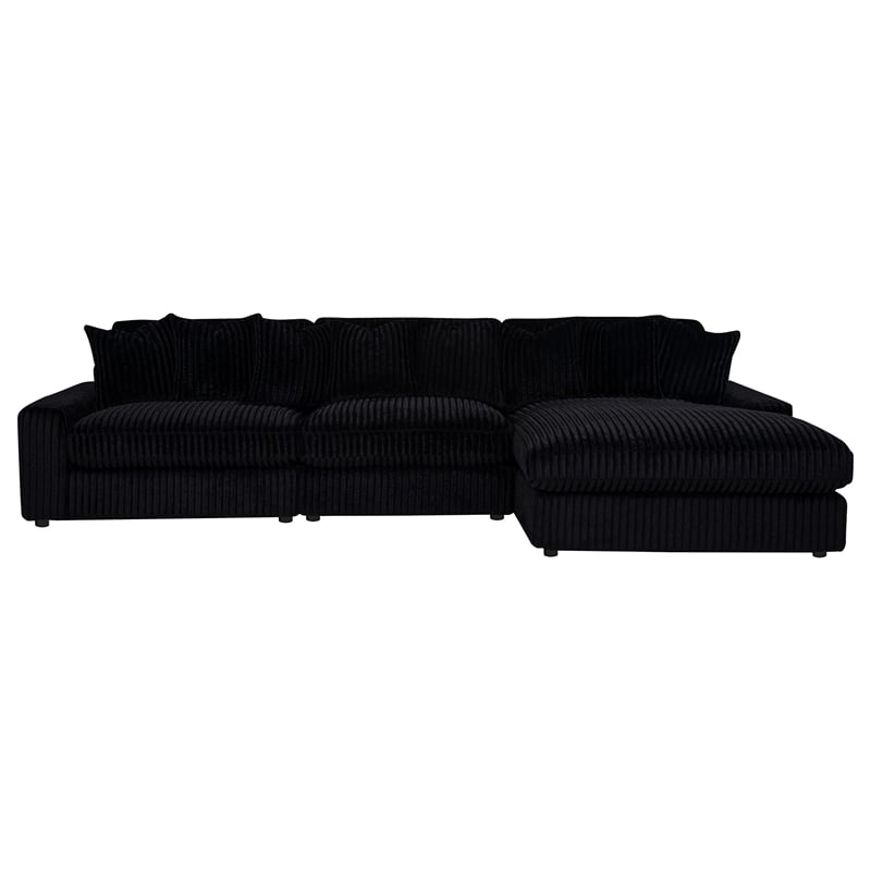 Coaster Blaine Fabric Upholstered Reversible Chaise Sectional Sofa in Black