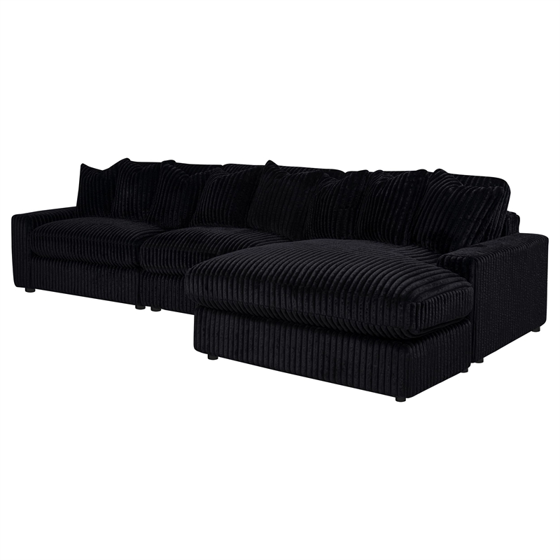 Coaster Blaine Fabric Upholstered Reversible Chaise Sectional Sofa in Black