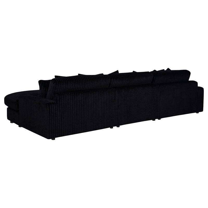 Coaster Blaine Fabric Upholstered Reversible Chaise Sectional Sofa in Black