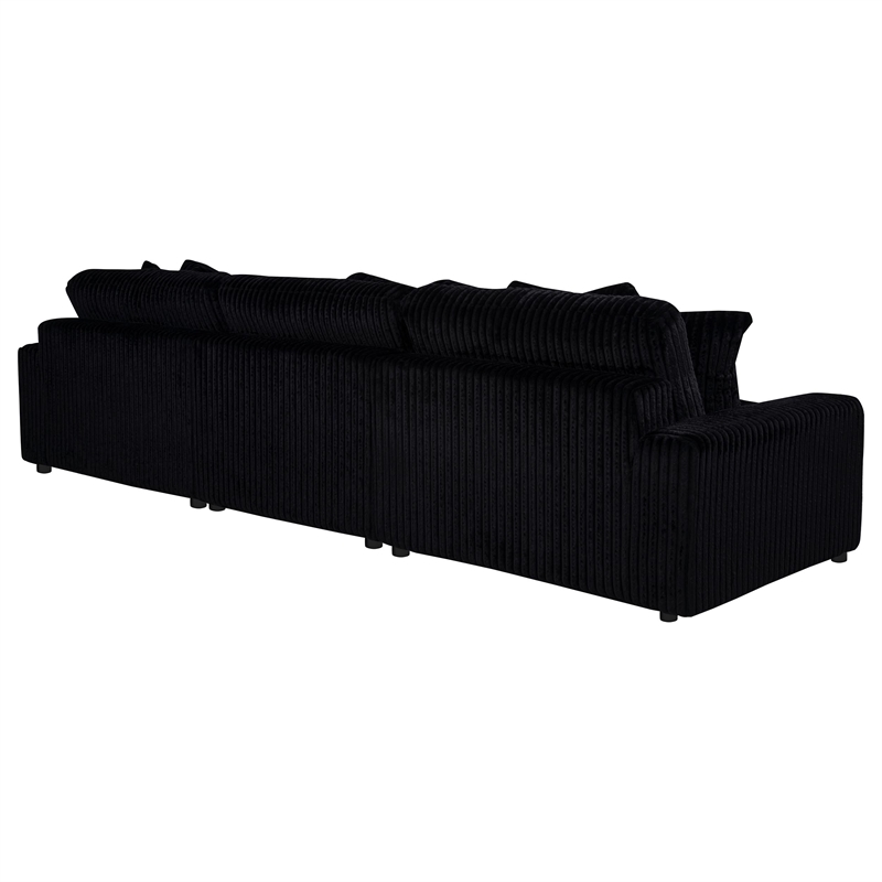 Coaster Blaine Fabric Upholstered Reversible Chaise Sectional Sofa in Black
