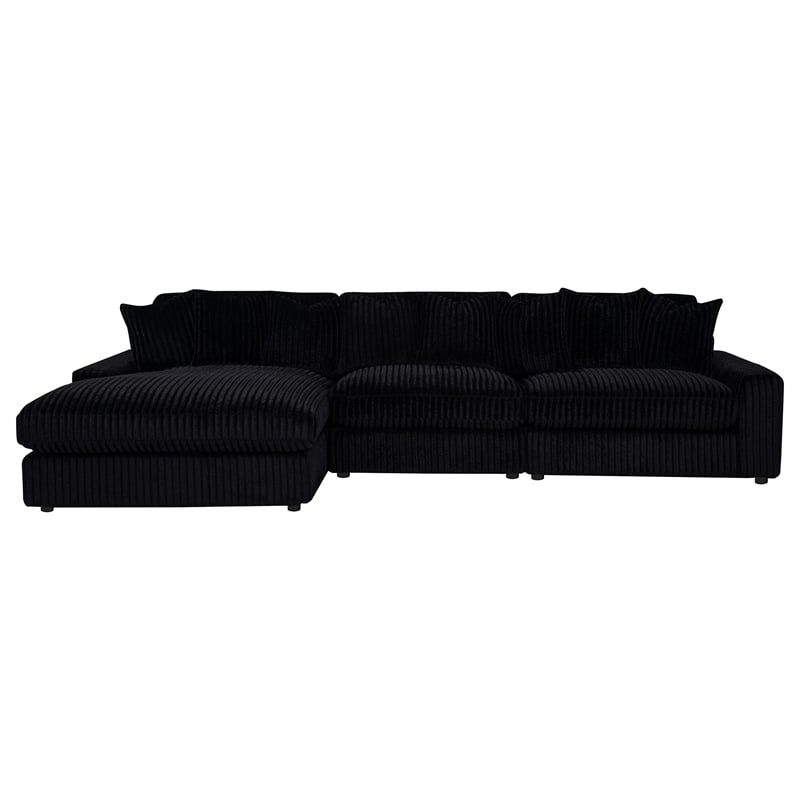 Coaster Blaine Fabric Upholstered Reversible Chaise Sectional Sofa in Black
