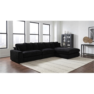 Coaster Blaine Fabric Upholstered Reversible Chaise Sectional Sofa in Black