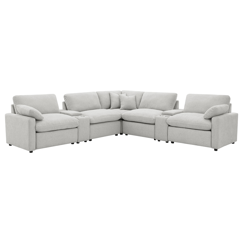 Coaster Collins 7-Piece Fabric Modular Power Reclining Sectional in Gray