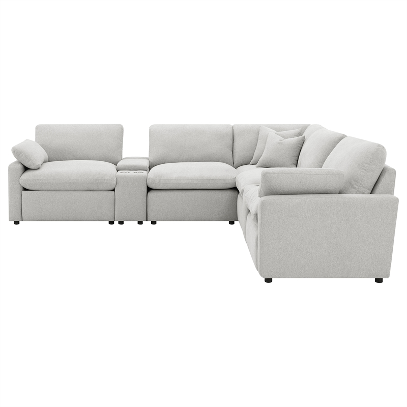 Coaster Collins 7-Piece Fabric Modular Power Reclining Sectional in Gray