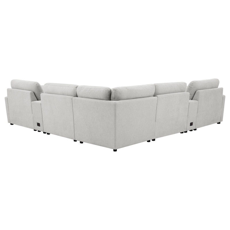 Coaster Collins 7-Piece Fabric Modular Power Reclining Sectional in Gray
