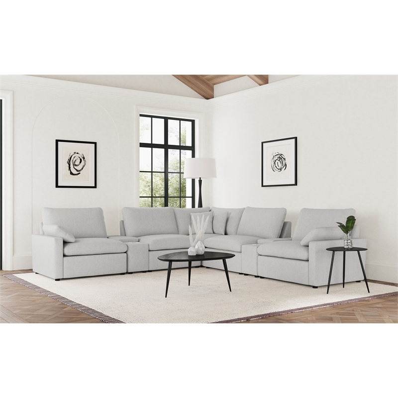 Coaster Collins 7-Piece Fabric Modular Power Reclining Sectional in Gray