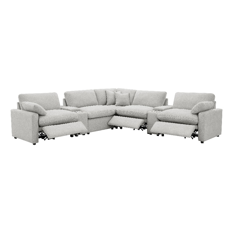 Coaster Collins 7-Piece Fabric Modular Power Reclining Sectional in Gray