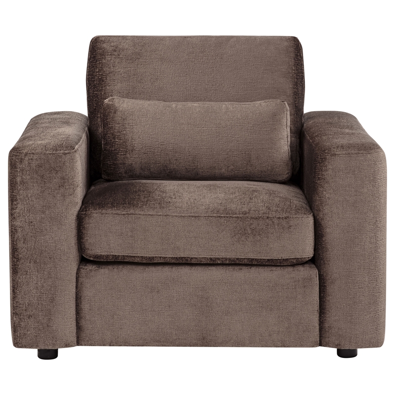 Coaster Amador Chenille Upholstered Track Arm Accent Chair in Chocolate