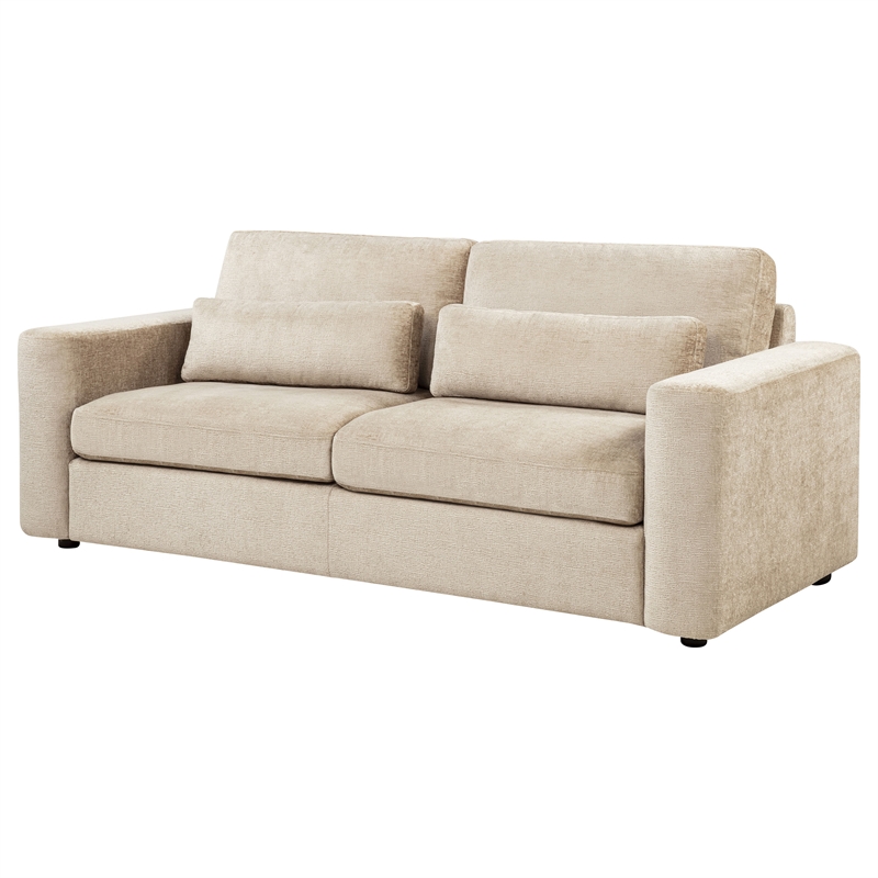 Coaster Amador Chenille Track Arm Sofa with Loose Cushions in Camel